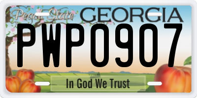 GA license plate PWP0907
