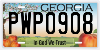 GA license plate PWP0908