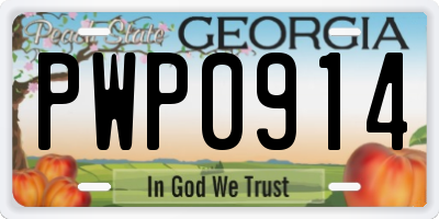 GA license plate PWP0914
