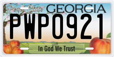 GA license plate PWP0921