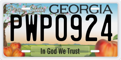 GA license plate PWP0924