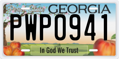GA license plate PWP0941