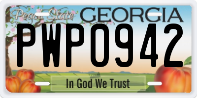 GA license plate PWP0942
