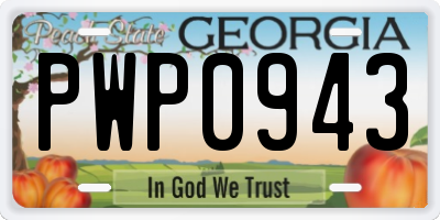 GA license plate PWP0943