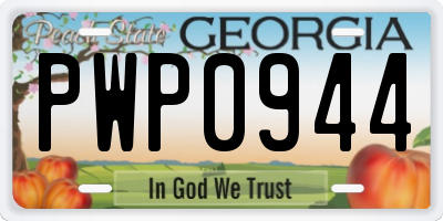 GA license plate PWP0944