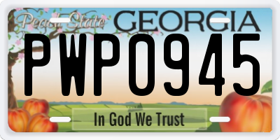 GA license plate PWP0945