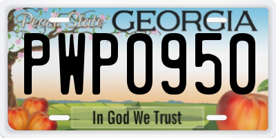 GA license plate PWP0950