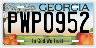 GA license plate PWP0952