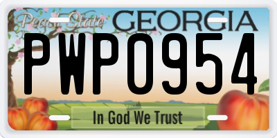 GA license plate PWP0954