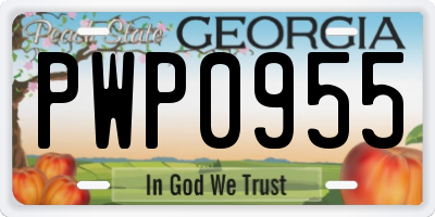 GA license plate PWP0955