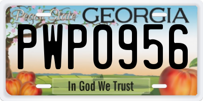 GA license plate PWP0956