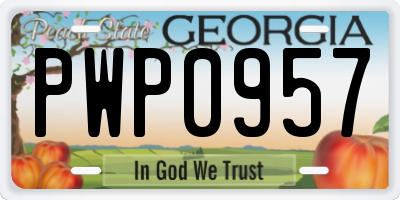 GA license plate PWP0957
