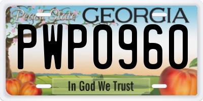 GA license plate PWP0960