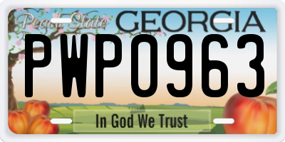GA license plate PWP0963