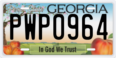 GA license plate PWP0964