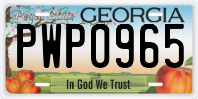 GA license plate PWP0965