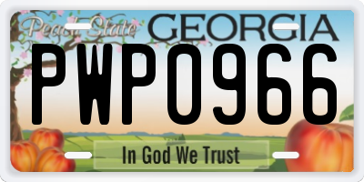 GA license plate PWP0966