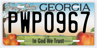 GA license plate PWP0967