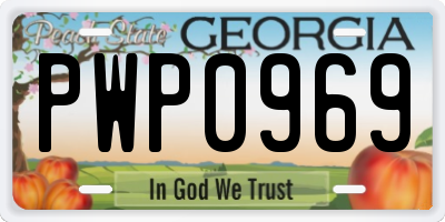 GA license plate PWP0969