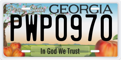 GA license plate PWP0970