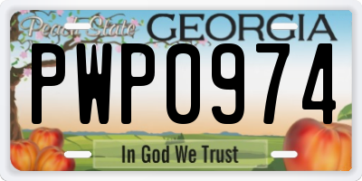 GA license plate PWP0974