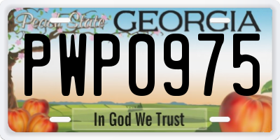GA license plate PWP0975