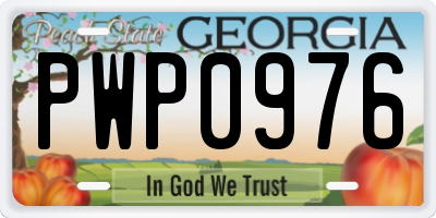 GA license plate PWP0976