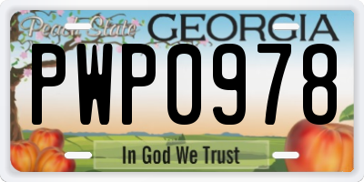 GA license plate PWP0978
