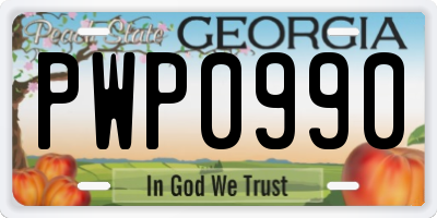 GA license plate PWP0990