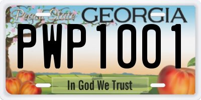 GA license plate PWP1001