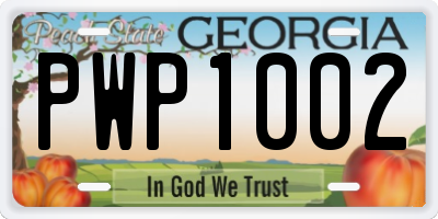 GA license plate PWP1002