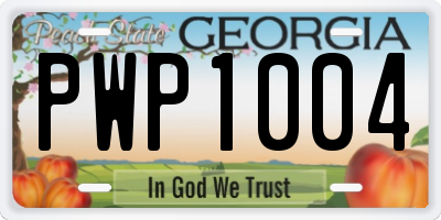 GA license plate PWP1004