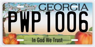 GA license plate PWP1006
