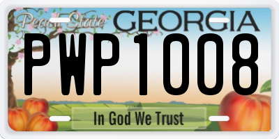 GA license plate PWP1008