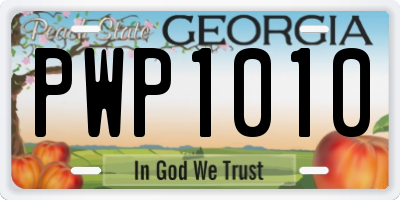 GA license plate PWP1010