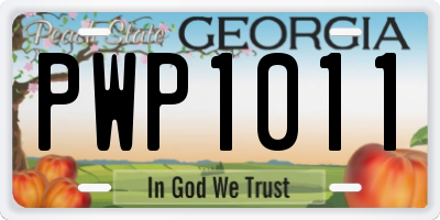 GA license plate PWP1011