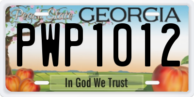 GA license plate PWP1012