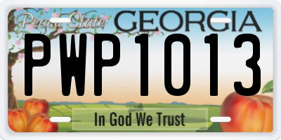 GA license plate PWP1013