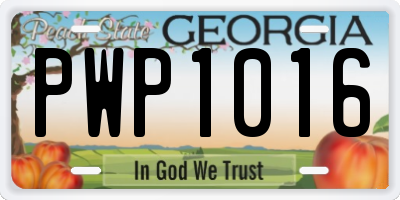 GA license plate PWP1016