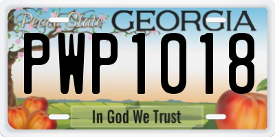 GA license plate PWP1018