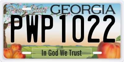GA license plate PWP1022