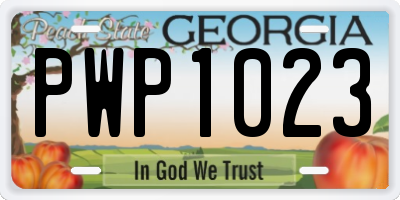 GA license plate PWP1023