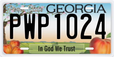 GA license plate PWP1024