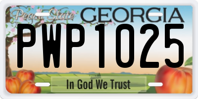 GA license plate PWP1025