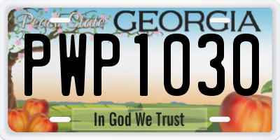 GA license plate PWP1030