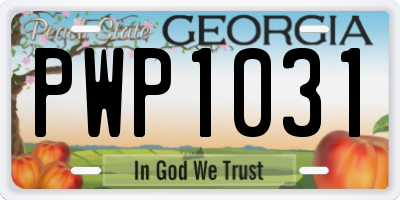GA license plate PWP1031
