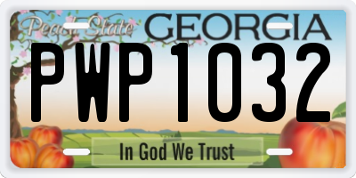 GA license plate PWP1032