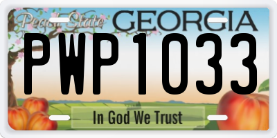 GA license plate PWP1033