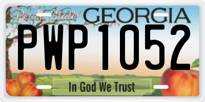 GA license plate PWP1052