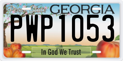 GA license plate PWP1053